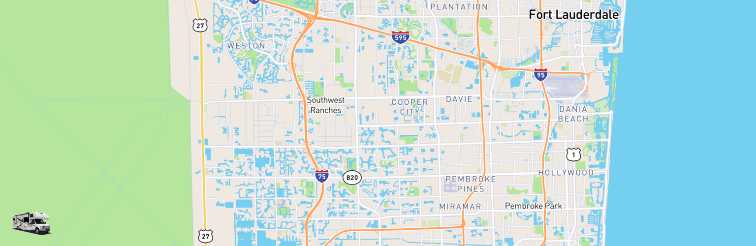 Class C RV Rentals Map Pembroke Pines, FL