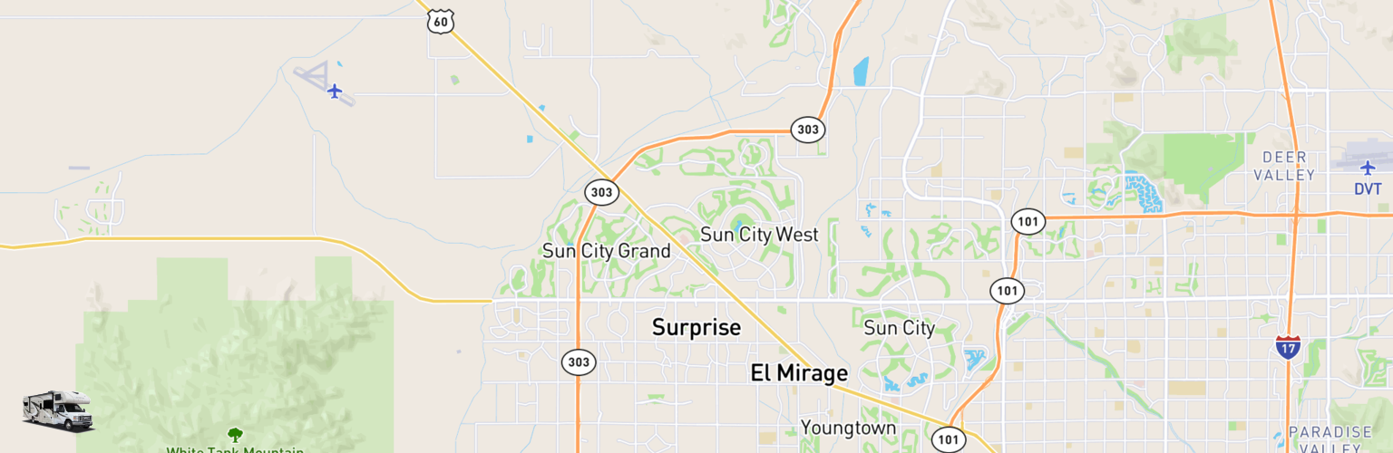 Class C RV Rentals Map Surprise, AZ