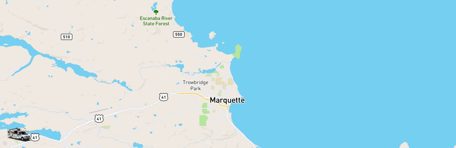 Class C RV Rentals Map Upper Peninsula, MI