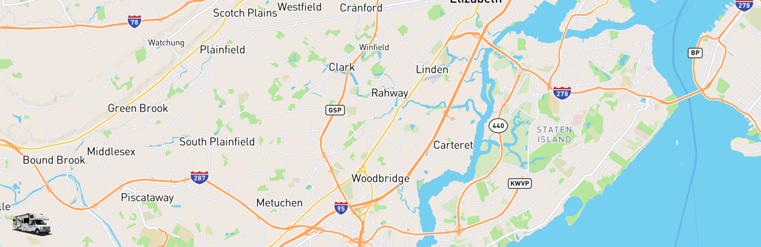 Class C RV Rentals Map Woodbridge, NJ