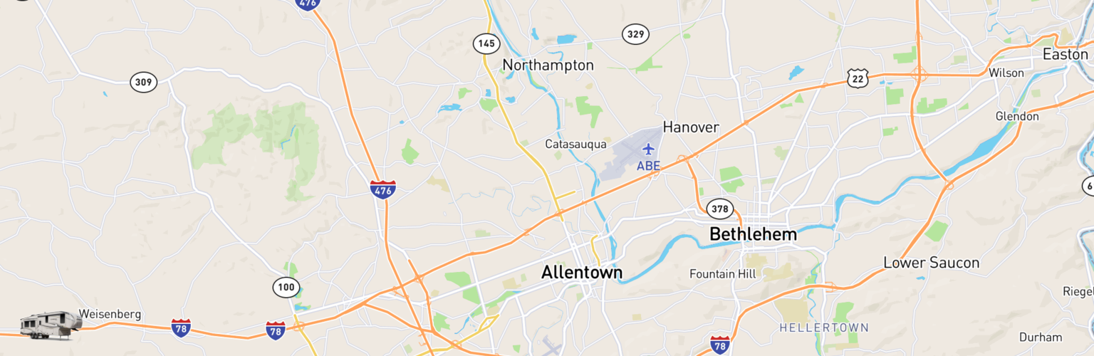 Fifth Wheel Rentals Map Allentown, PA