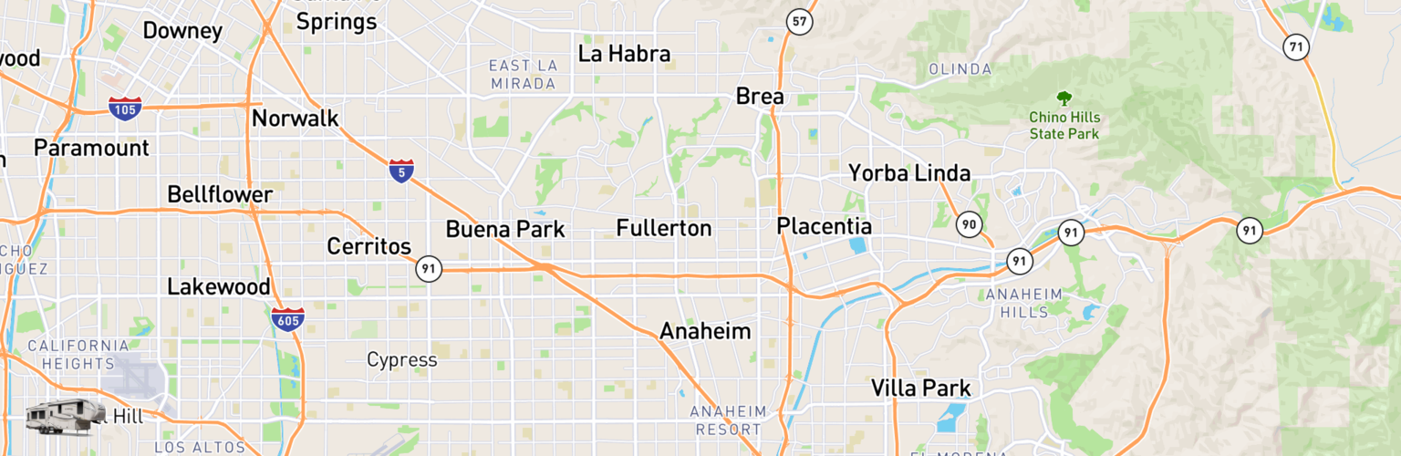 Fifth Wheel Rentals Map Anaheim, CA