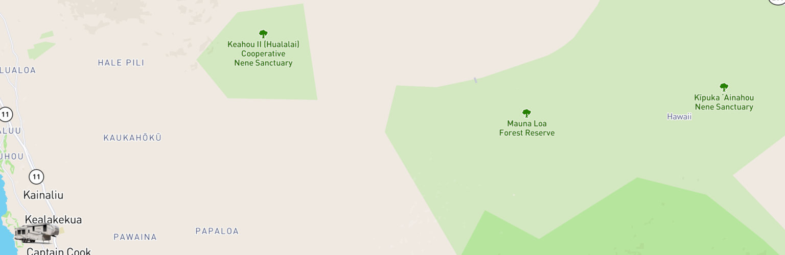 Fifth Wheel Rentals Map Big Island, HI