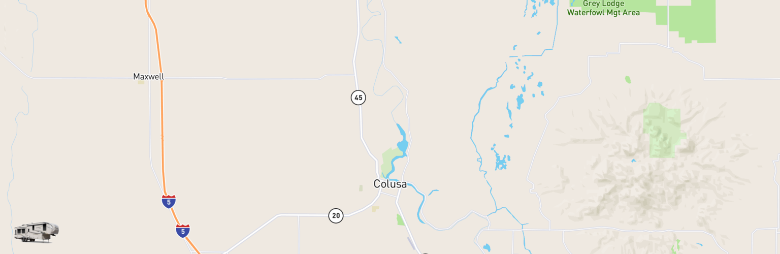 Fifth Wheel Rentals Map Colusa, CA