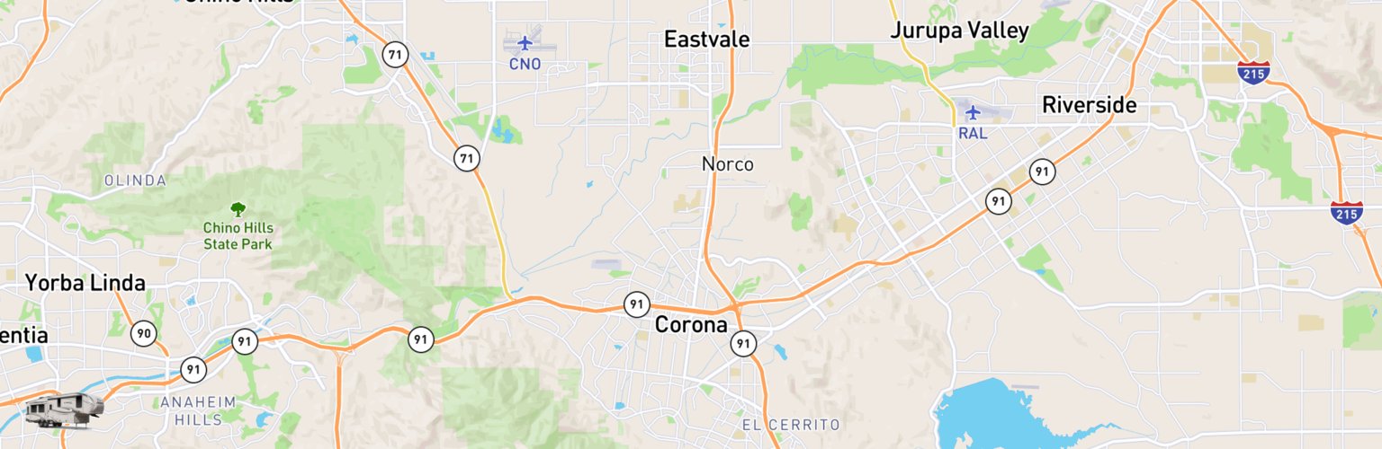 Fifth Wheel Rentals Map Corona, CA