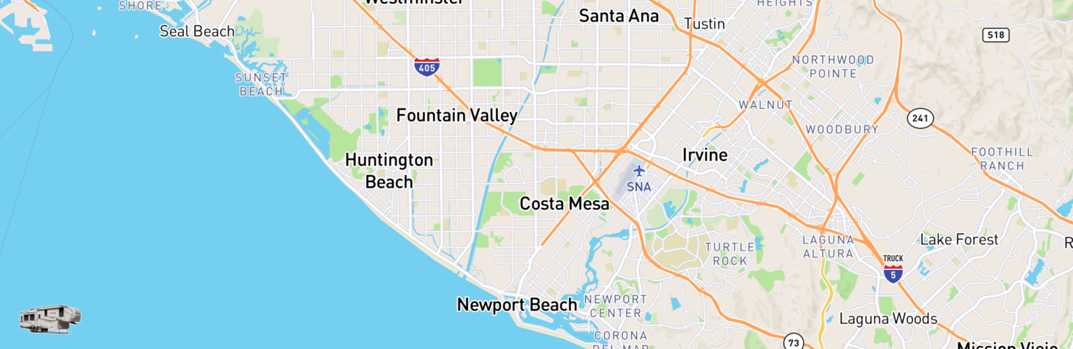 Fifth Wheel Rentals Map Costa Mesa, CA