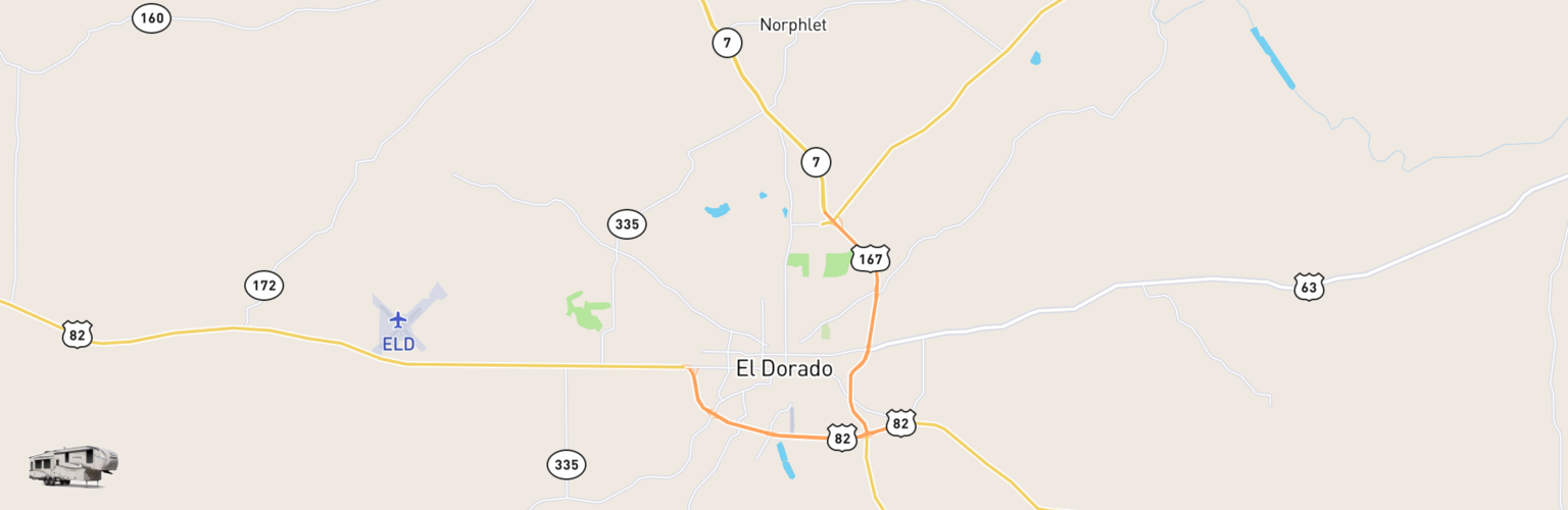 Fifth Wheel Rentals Map El Dorado, AR