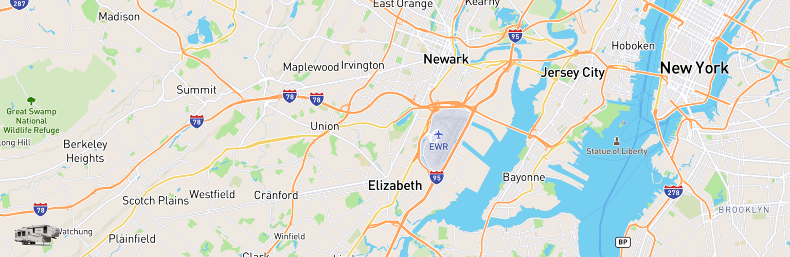 Fifth Wheel Rentals Map Elizabeth, NJ