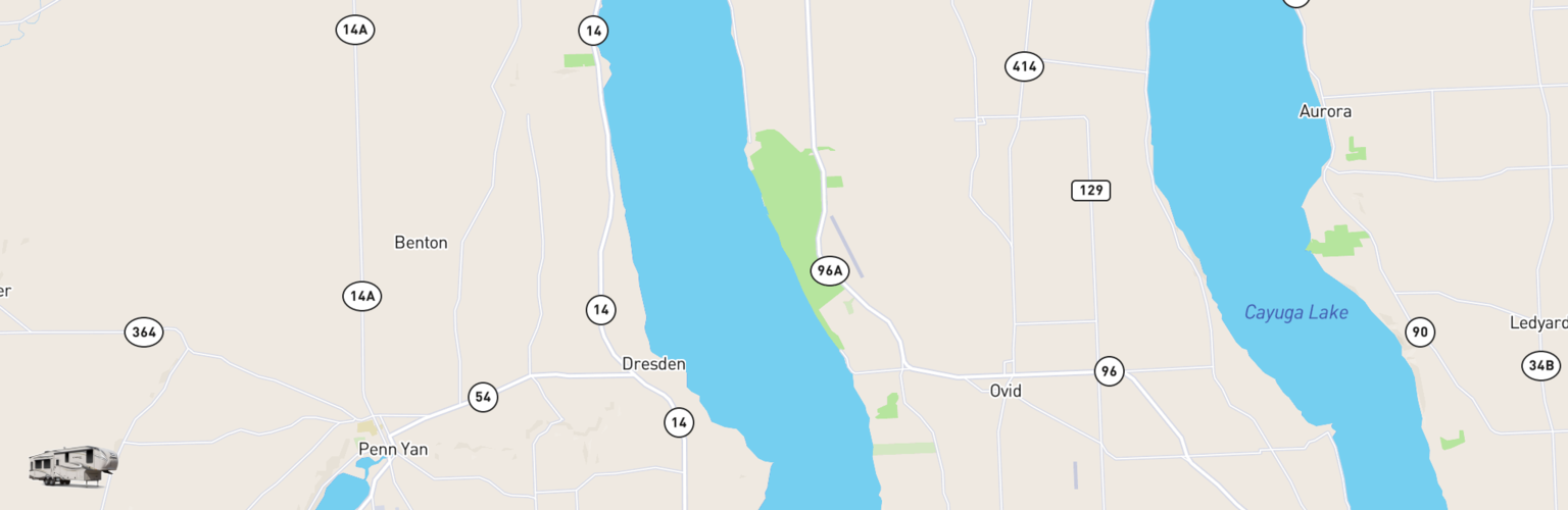 Fifth Wheel Rentals Map Finger Lakes, NY