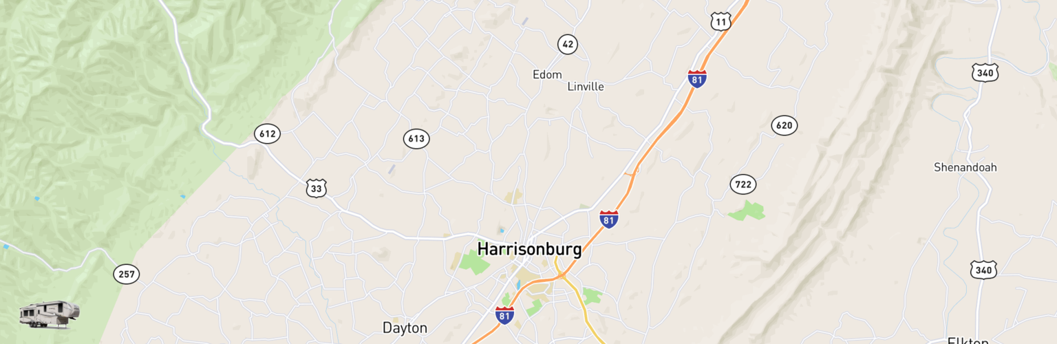 Fifth Wheel Rentals Map Harrisonburg, VA