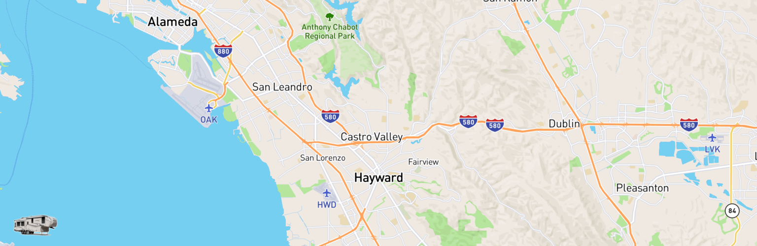 Fifth Wheel Rentals Map Hayward, CA