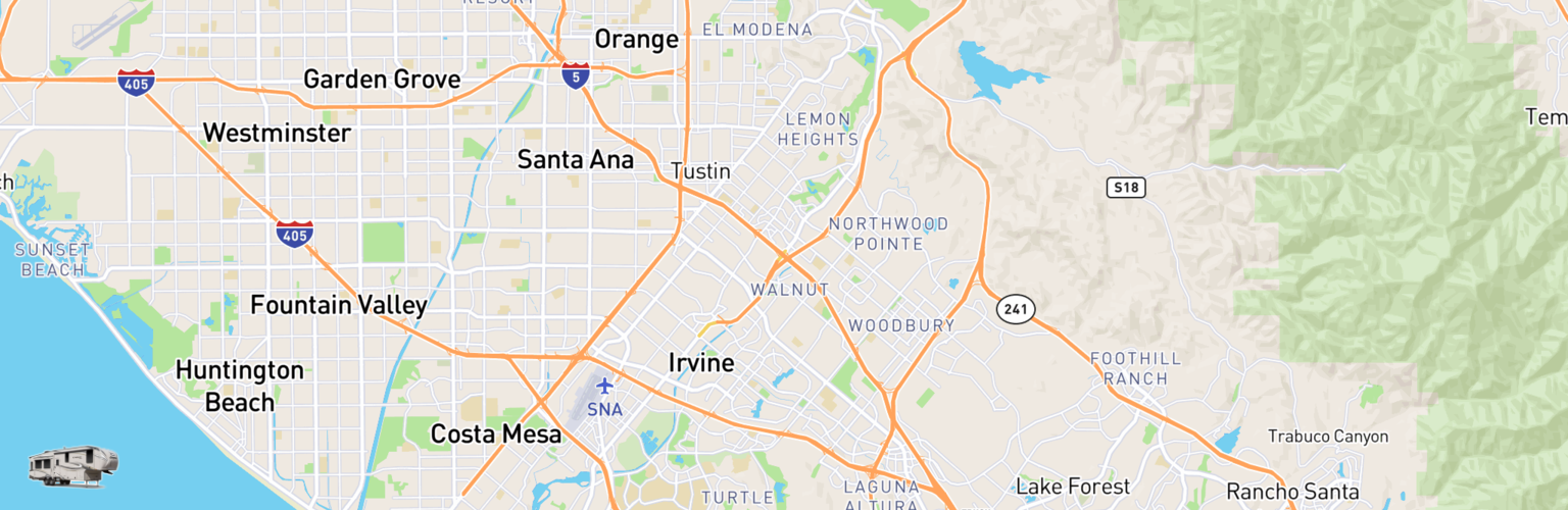 Fifth Wheel Rentals Map Irvine, CA