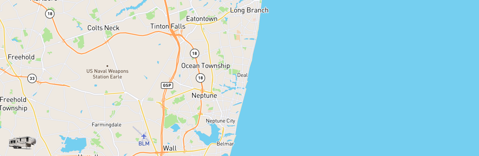Fifth Wheel Rentals Map Jersey Shore, NJ