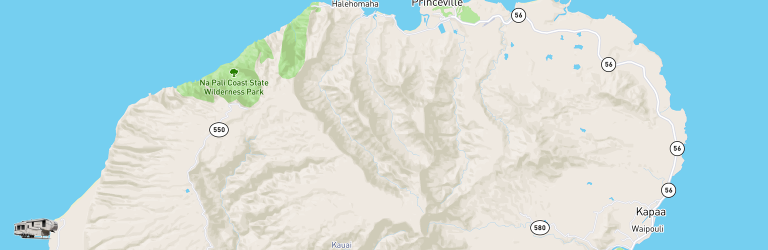 Fifth Wheel Rentals Map Kauai, HI