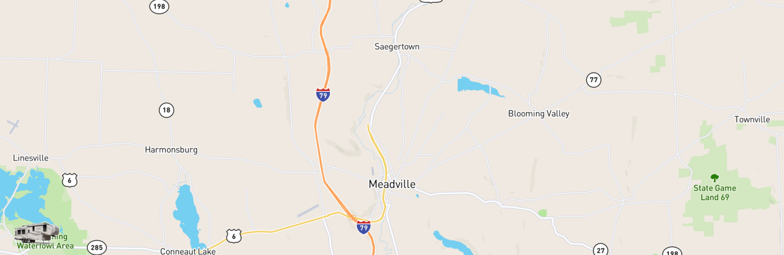 Fifth Wheel Rentals Map Meadville, PA