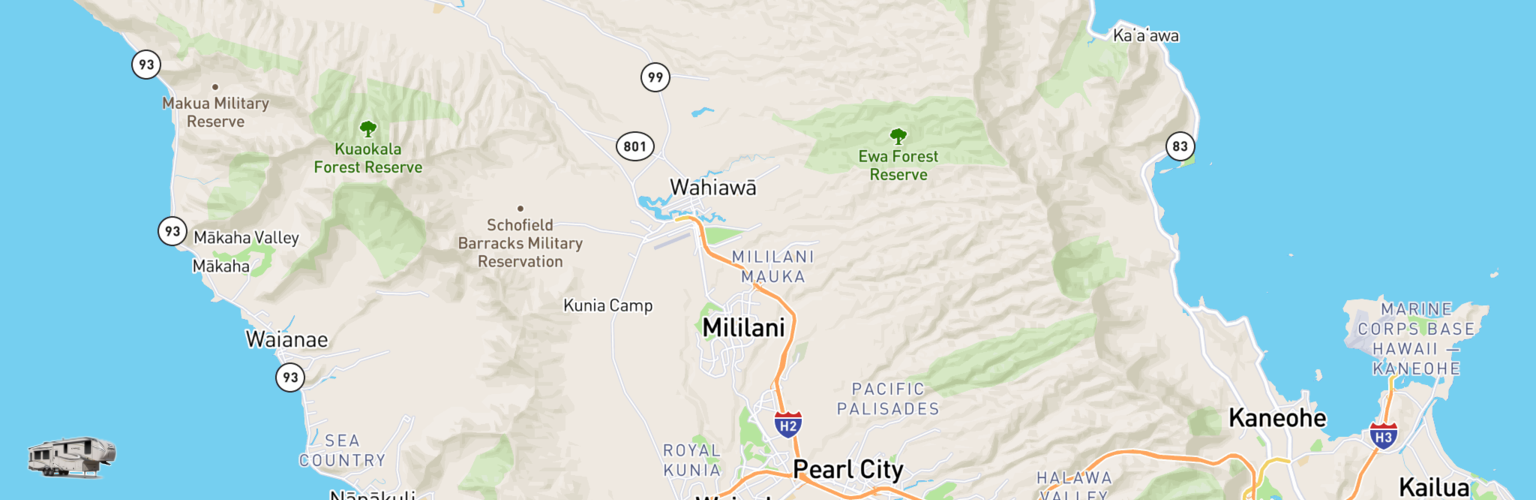 Fifth Wheel Rentals Map Oahu, HI
