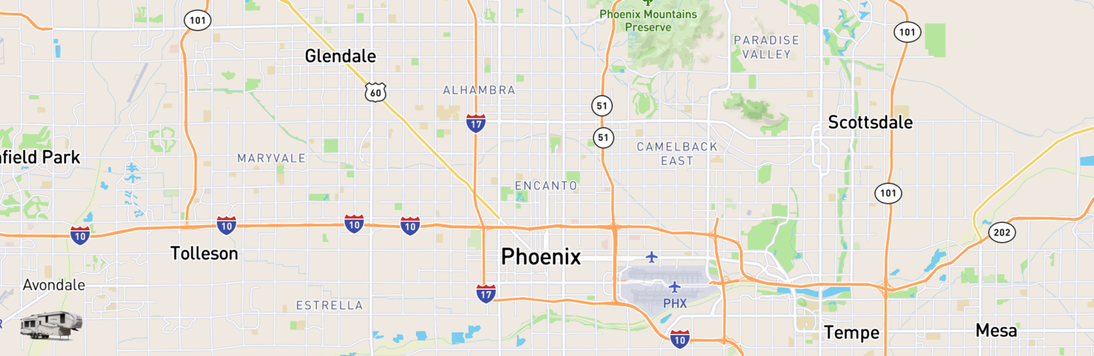 Fifth Wheel Rentals Map Phoenix, AZ