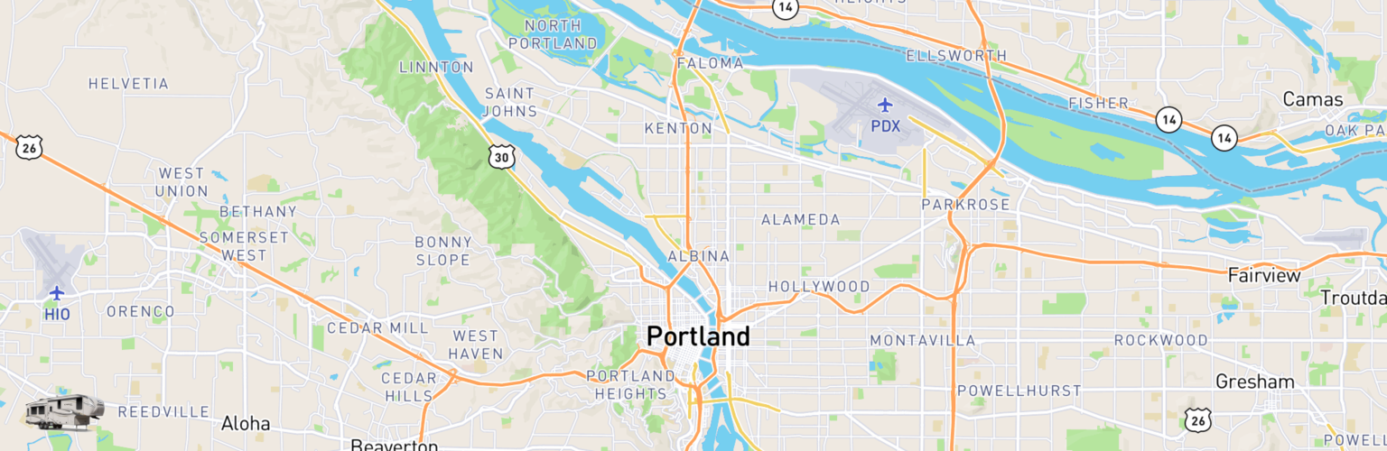 Fifth Wheel Rentals Map Portland, OR