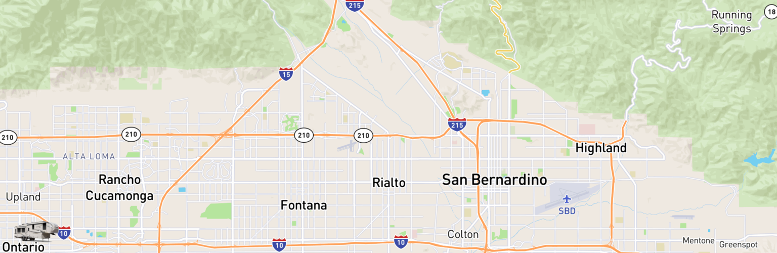 Fifth Wheel Rentals Map Rialto, CA