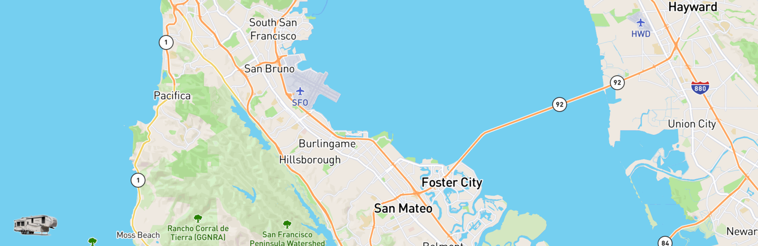 Fifth Wheel Rentals Map San Mateo, CA