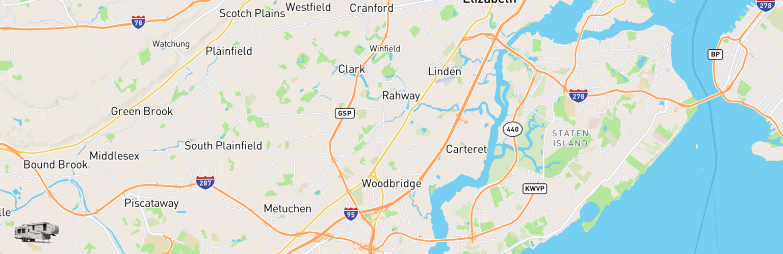 Fifth Wheel Rentals Map Woodbridge, NJ