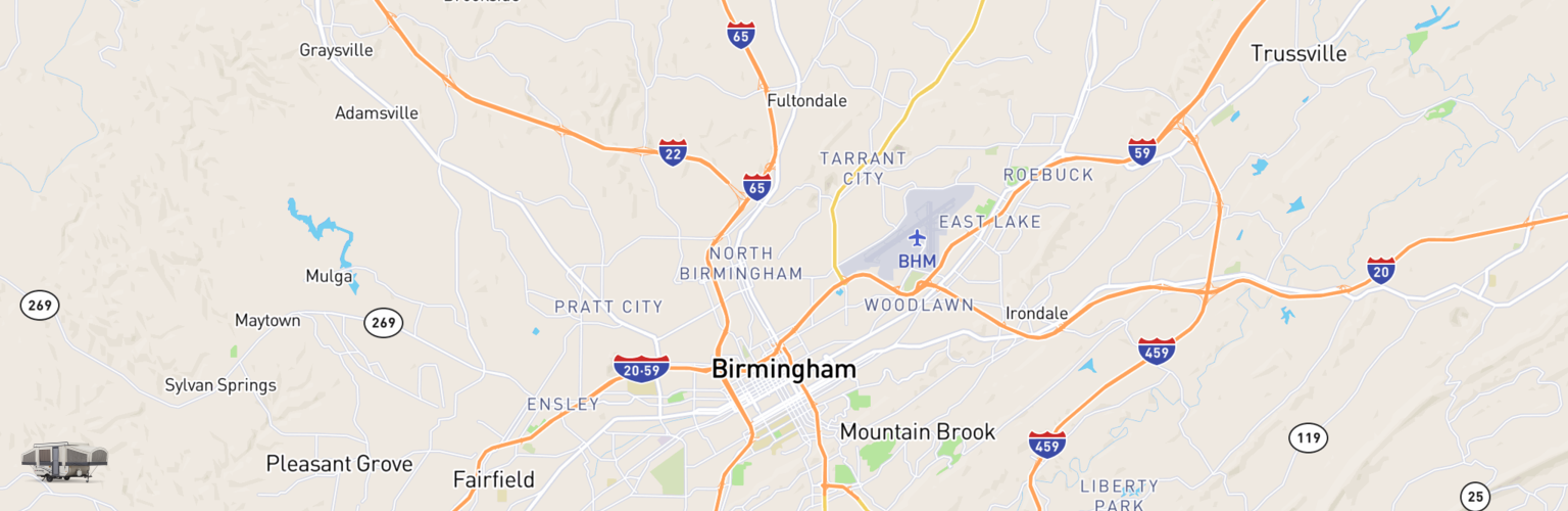 Pop Up Rentals Map Birmingham, AL