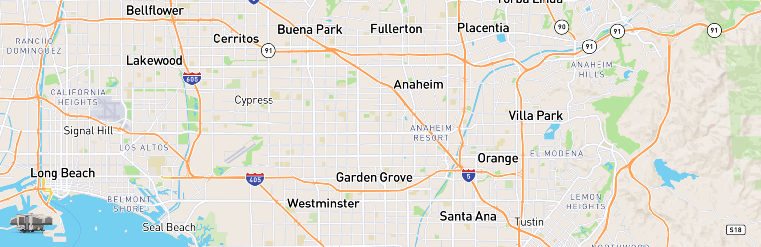 Pop Up Rentals Map Garden Grove, CA