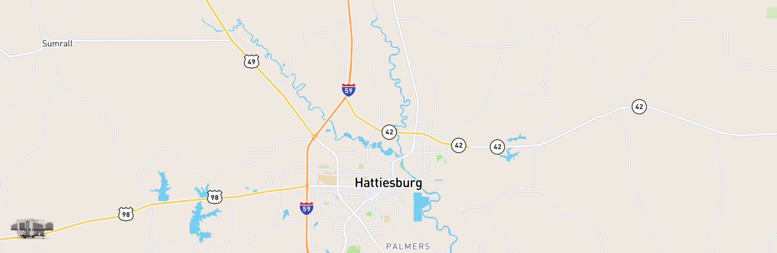 Pop Up Rentals Map Hattiesburg, MS