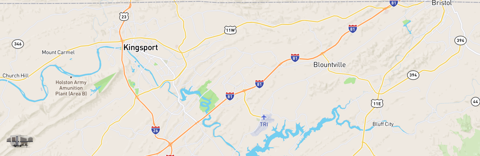 Pop Up Rentals Map Tri Cities, TN