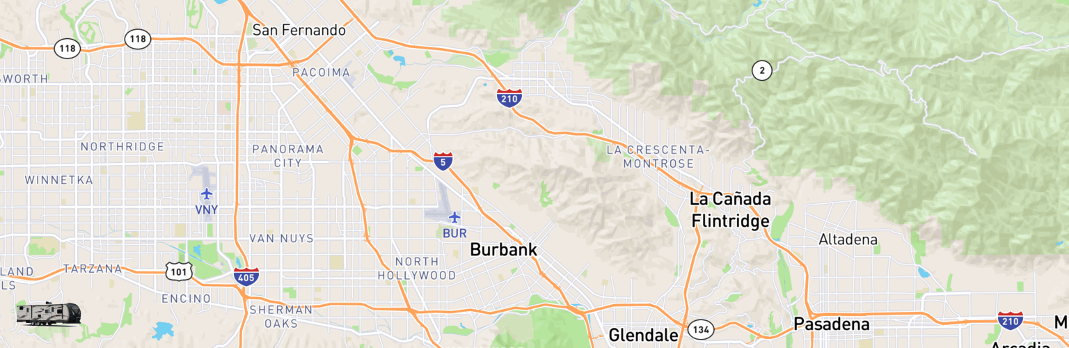 Travel Trailer Rentals Map Burbank, CA