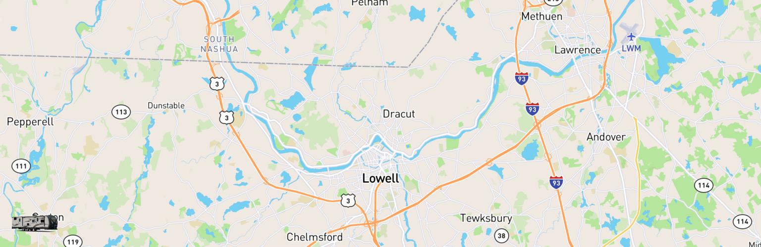 Travel Trailer Rentals Map Lowell, MA
