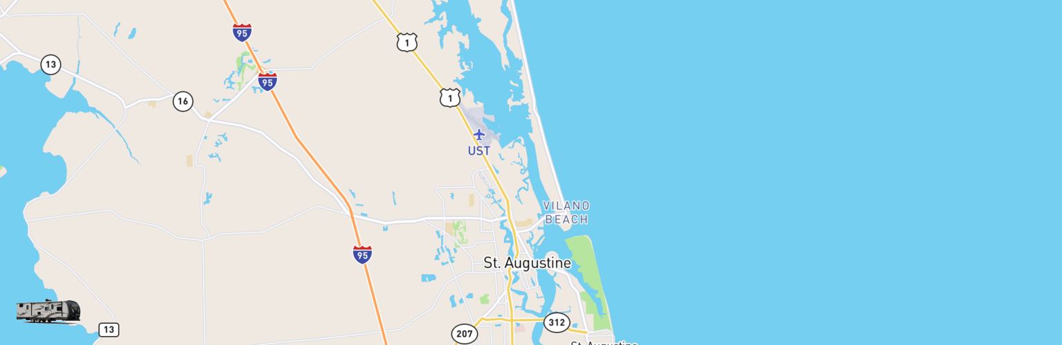 Travel Trailer Rentals Map St Augustine, FL